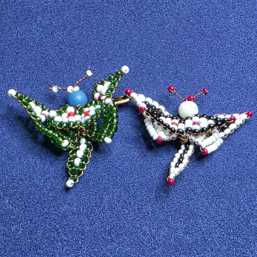 Colorful Beaded Butterfly Brooch Set 631